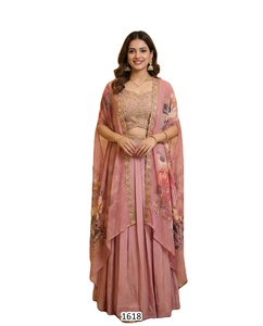 Conjunto Palazzo Bandhani Gulshan, Traje Tradicional de Fiesta para Mujer, Largo hasta el Suelo, Bordado Bandhani, Secado Rápido, Corte Regular, para Todas las Temporadas - Product Image 1