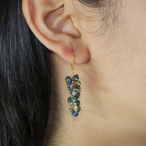 925 <b>Sterling</b> <b>Silver</b> Natural Black Opal Beaded Cluster Dangle Earrings Gold Plated Trendy for Wedding Party Gift - Product Image 2