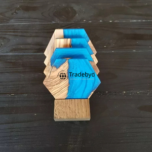 Posavasos de Resina Artesanales de Lujo, Calidad Premium, Cuadrados de 4x4 Pulgadas, Colores Personalizables, Juego de Posavasos con Logotipo para el Hogar - Product Image 3