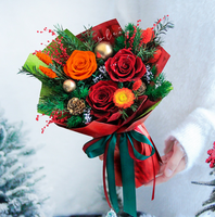 Bouquet de fleurs éternelles de Noël en gros – Roses préservées, fleurs éternelles, cadeau de fêtes, arrangement floral, décoration intérieure
