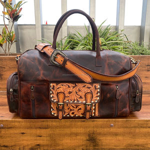 Grand sac polochon en cuir de buffle, usiné à la main et pleine fleur, sac de voyage en cuir véritable pour unisexe - Product Image 3