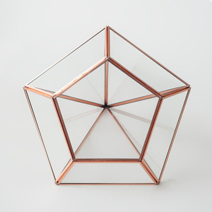 Small Diamond Shape Design Glass Terrarium Plant Pots Copper Made Frame Wholesale Brass Planter Floral Boxes Geometric Style - Product Image 3