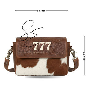Western Hair On Hide <b>Mini</b> Crossbody <b>Bag</b> Tooled Leather Shoulder Purse Vintage Cowgirl Handbag Women - Product Image 2