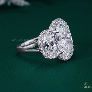 Anillo de Diamantes Ovalado y Redondo Majestic de 8.086 Quilates, Color D E, Claridad VVS VS, Joyería Fina Premium, Anillo de Compromiso de Diseño Personalizado - Product Image 1