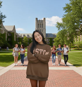 เสื้อคอเต่าทรงโอเวอร์ไซส์ รุ่นพรีเมียม แต่งเลื่อม Sigma Gamma Rho ด้านหน้า ผ้าซับใน ล้างสีแบบ Discharge เป็นมิตรต่อสิ่งแวดล้อม สำหรับผู้หญิง - Product Image 1