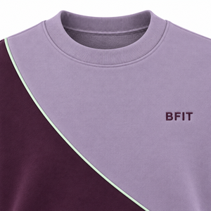 เสื้อสเวตเชิ้ตคอกลมสีบล็อก ทรงปกติ ยูนิเซ็กส์ สีม่วงและสีพลัม ผ้าเฟรนช์เทอร์รี่ เสื้อพูลโอเวอร์ลำลองสำหรับฤดูใบไม้ร่วง - Product Image 5