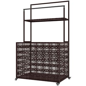 Cesto portaoggetti galleggiante in rattan intrecciato per piscina con portasciugamani e carrello con ruote - Product Image 1