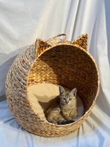 Eco Friendly Natural Fiber Seagrass Water Hyacinth Pet <b>House</b> Modern Handwoven Indoor <b>Cats</b> & Dogs Cave Bed - Product Image 5