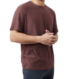 Camiseta Personalizada al por Mayor para Hombre, Cuello Redondo, Manga Corta, Algodón Marrón Sólido, Estilo Casual, Transpirable, Suave y Ligera - Product Image 3