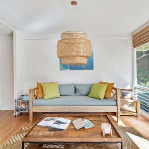 โคมไฟเพดานหวายสานมือจากไม้ไผ่ โคมไฟตกแต่งห้องนั่งเล่น ห้องรับประทานอาหาร รับผลิตแบบ OEM ODM - Product Image 4