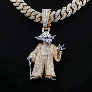 Collier pendentif en argent sterling avec chaîne, motif de dessin animé 3D hip-hop pour homme, nouveau modèle 2025, avec boîte cadeau personnalisée - Product Image 4