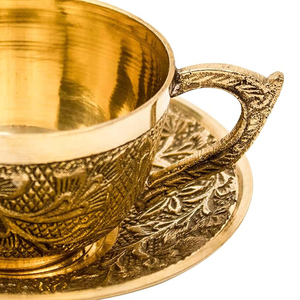 Juego de Taza y Platillo Chapado en Oro de Primera Calidad con Diseño en Relieve, Taza Hecha a Mano de Calidad Premium para Servir, Regalo Ideal - Product Image 6