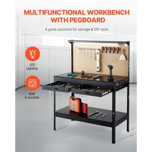 Banco da lavoro per la lavorazione del legno resistente da 47.2 pollici 242.5 libbre con prese di legno - Product Image 2