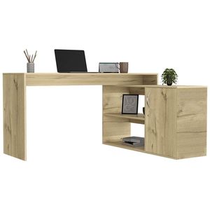 Scrivania per computer da ufficio a forma di L Dallas con armadietto a porta singola e due ripiani - Product Image 6