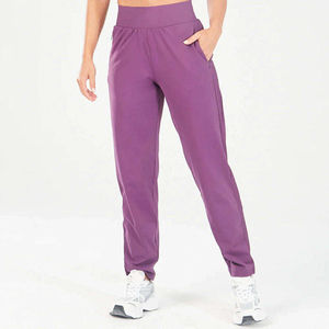 Pantalon pour femme à taille élastique, longueur cheville, grande taille, en coton et lin - Product Image 3