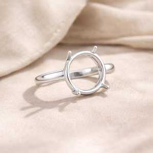 Base de monture de bague semi-montée en argent sterling 925, ronde de 10 mm, à griffes, faite à la main, nouvelle base de bijoux vierge, pour monture de bague personnalisée - Product Image 2