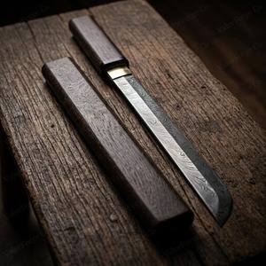 Cuchillo de Cocina de Acero de Damasco con Mango de Madera, Hoja Recta de 0.6 mm de Grosor, Grado Industrial, OEM, Alta Calidad - Product Image 2