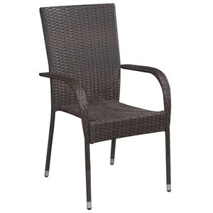Set di 4 Sedie da Pranzo in Rattan PE Marrone con Struttura in Acciaio Verniciato a Polvere, Collezione Sedie da Giardino - Product Image 2