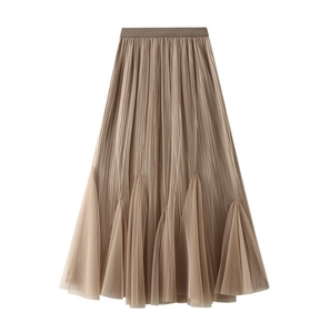 Wholesale Elegant Ladies Solid Color High Grade <b>Satin</b> <b>Pleated</b> Versatile <b>Skirt</b> Free Size Womens <b>Skirts</b> - Product Image 2