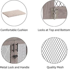 Dog Crate Furniture Wooden Dog Kennel for Medium Breed Indoor Wood Dog Cage Solid Adjustable Pet House with Tray Dog <b>Bed</b> - Product Image 4