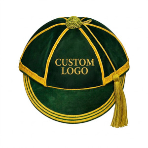Custom Embossed Solid Pattern <b>Navy</b> Velvet Cap with Gold Tassel Logo Adjustable Casual Style for Adults Unisex Four Seasons Use - Product Image 2