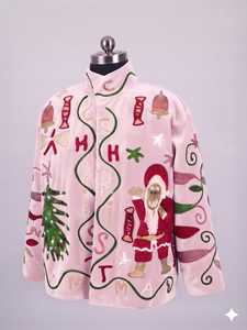 Baby Pink Suzani <b>Embroidered</b> <b>Jacket</b> <b>for</b> <b>Women</b> Wholesale Ethnic Fashion <b>Jacket</b> - Product Image 5