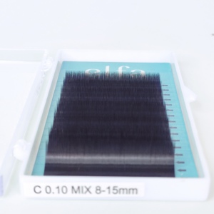 Plateaux de cils de volume de vison J-Curl faits à la main cils en soie noir mat foncé Extension de cils de qualité supérieure de 0.15mm pour le maquillage des yeux - Product Image 1