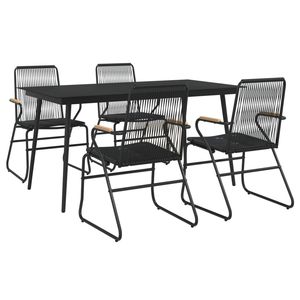 Set da Pranzo da Giardino in Rattan PVC Nero di Media Dimensione, 4 Posti, Arredamento da Esterno dal Design Contemporaneo con Struttura in Metallo - Product Image 5