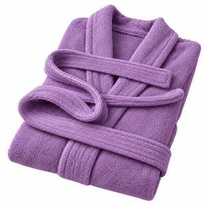 Peignoir en velours éponge avec tissu en coton doux, texture moelleuse, design confortable avec ceinture pour hommes et femmes - Product Image 2
