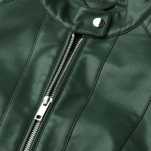 เสื้อแจ็คเก็ตมอเตอร์ไซค์หนังแท้สีแดงเบอร์กันดีสำหรับผู้หญิง กันน้ำ แต่งกระดุม ทรงเข้ารูป ซิปไขว้ ดีไซน์เนอร์สไตล์ ผลิตจำนวนมากแบบ OEM - Product Image 5