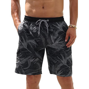 Shorts de bain respirants pour hommes, extensibles dans quatre directions, antibactériens, design par sublimation, 100% polyester, vêtements de plage d'été - Product Image 1