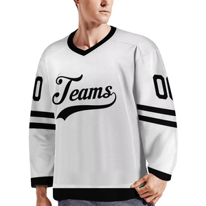 Jersey de Hockey sobre Hielo Negro para Hombre, Modelo Hughes 86, Bordado, Manga Larga, Cuello Redondo, Transpirable, en Poliéster - Product Image 3
