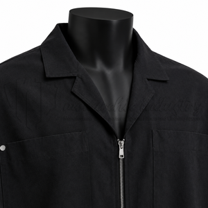 Chaqueta Negra de Manga Corta con Cierre para Hombre, Chaqueta de Trabajo, Sobrecamisa Casual, Personalizable OEM ODM al por Mayor - Product Image 6