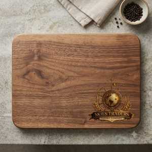 Planche à découper plate en bois de noyer, logo gravé au laser personnalisé, plateau de service rectangulaire en bois, plateau à charcuterie, ustensiles de cuisine - Product Image 1