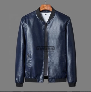 Veste en cuir PU pour homme, veste bomber zippée, coupe-vent, vêtements d'extérieur décontractés pour l'automne et l'hiver - Product Image 2