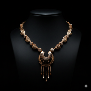 Ensemble collier et boucles d'oreilles en or rose massif 18 carats avec diamants véritables - Ensemble de bijoux de mariée en diamants naturels - Product Image 4