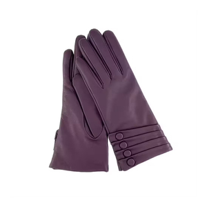 Gants de conduite en cuir pour femmes, à doigts entiers, chauds pour l'hiver, avec manchette longue et détail boutonné - Product Image 6