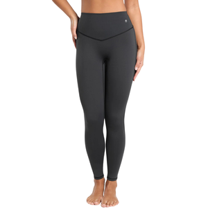 Women's High Waisted V Cut Waistband <b>Seamless</b> <b>Leggings</b> Charcoal Black Squat Proof Yoga Pants for Professional Gym and Sportswear - Product Image 1