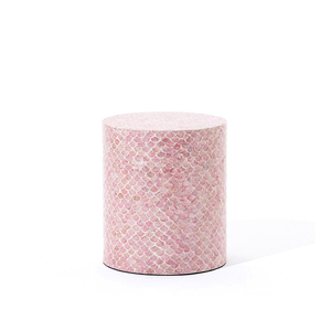 Taburete de Nácar Ecológico Hecho a Mano, Mesa Auxiliar de Mosaico con Incrustaciones de Concha Rosa, Muebles de Acento, Venta al por Mayor, Decoración del Hogar, MOP B2B - Product Image 1