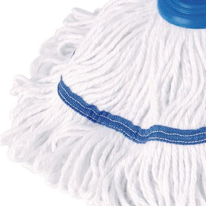 Cabezal de fregona de algodón blanco de calidad premium con hilo de fibra cortada y banda superior ancha, autoescurrible, duradero, tamaño personalizado - Product Image 4