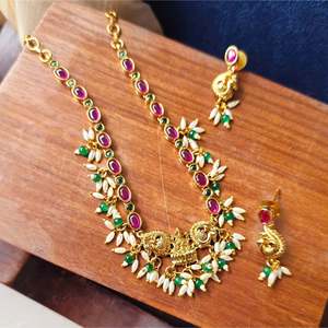 Trendy Designer Gold Plated Zircon and Pearl Earring Set for Wedding - Product Image 1