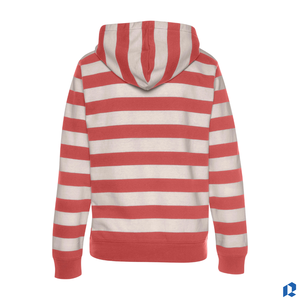 เสื้อฮู้ดดี้ผู้ชายลายทางสีแดงขาว คุณภาพพรีเมียม ทรงโอเวอร์ไซส์ แฟชั่นฤดูใบไม้ร่วง ผ้าฝ้าย 100% รับผลิตตามแบบ ODM ขายส่ง MOQ ต่ำ - Product Image 2