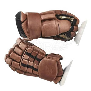 Guantes de hockey sobre hielo de cuero transpirable con palma, tacto fuerte, dedos completos, correa de muñeca ajustable, cierre con cordones, ajuste rápido, protección premium - Product Image 4