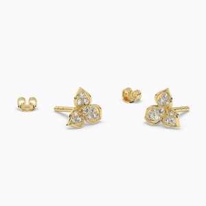 Boucles d'oreilles les plus populaires en forme de feuille, bijoux fins, or pur 18 carats, diamants naturels véritables, vente en gros, cadeau pour femme - Product Image 4