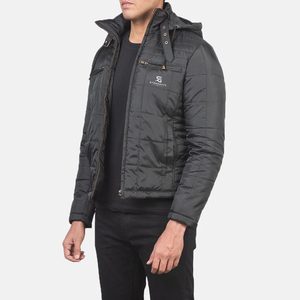 Men's Casual White Hooded Down <b>Coat</b> Regular Fit Breathable Nylon Outerwear with <b>Zipper</b> Closure 2026 - Product Image 5