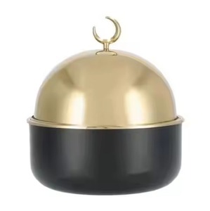 Casserole Hot Pot Arabic Style Black Matte Pot Gold Dome Crescent <b>Top</b> Lid Food Serving Pot For Hotel Home Casserole Hot Pot - Product Image 1