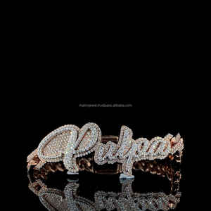 Pulsera de eslabones cubanos con nombre de letra personalizado, pulsera de moissanita chapada en oro rosa de dos tonos y plata de ley 925 - Product Image 1