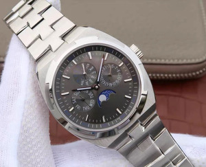 Montre mécanique automatique pour homme, cadran gris luxueux de qualité supérieure, bracelet en acier inoxydable, calendrier perpétuel, Eternal Platinum - Product Image 3