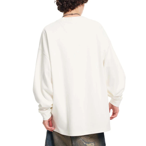 เสื้อสเวตเชิ้ตแขนยาวผู้ชาย ผ้าฝ้าย 225GSM สไตล์ฮิปฮอปสำหรับฤดูหนาว ทรงโอเวอร์ไซส์ พิมพ์ลายโลโก้แบบพัฟฟ์ตามสั่ง ดีไซน์เรียบง่าย ผ้าถัก - Product Image 4