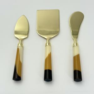 Juego de 3 utensilios de cocina de lujo modernos y ecológicos para cortar queso, cuchillo, rebanador y espátula, para el hogar, hotel y bodas - Product Image 1